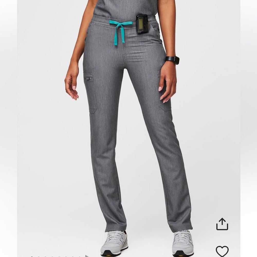Figs Gray Women's Pants with Teal Drawstring